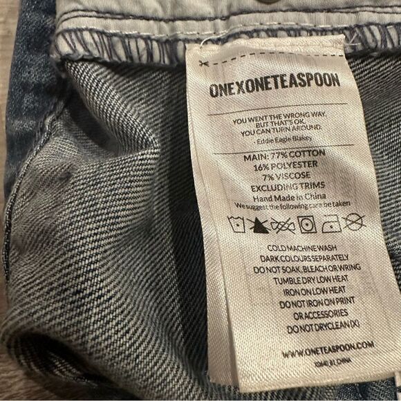 ONE TEASPOON Shorts Women Size 25 Denim Jean Cut Off Fray Button Fly Le Wolves - Picture 7 of 11